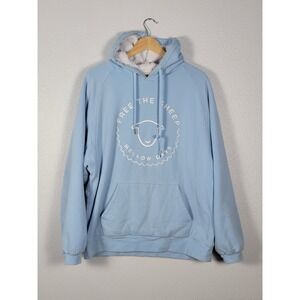 Free The Sheep Mellow Days Hoodie Light Blue Sherpa Lined Hood Sz M Unisex Cozy
